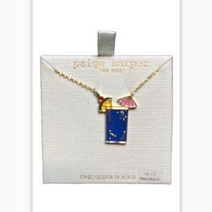 Paige Harper Fine Silver Plated Blue Cocktail 16+ 2” Necklace Gold